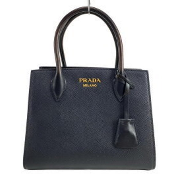 PRADA Saffiano Cuir Handbag Black x Red Leather - Picture 1 of 12